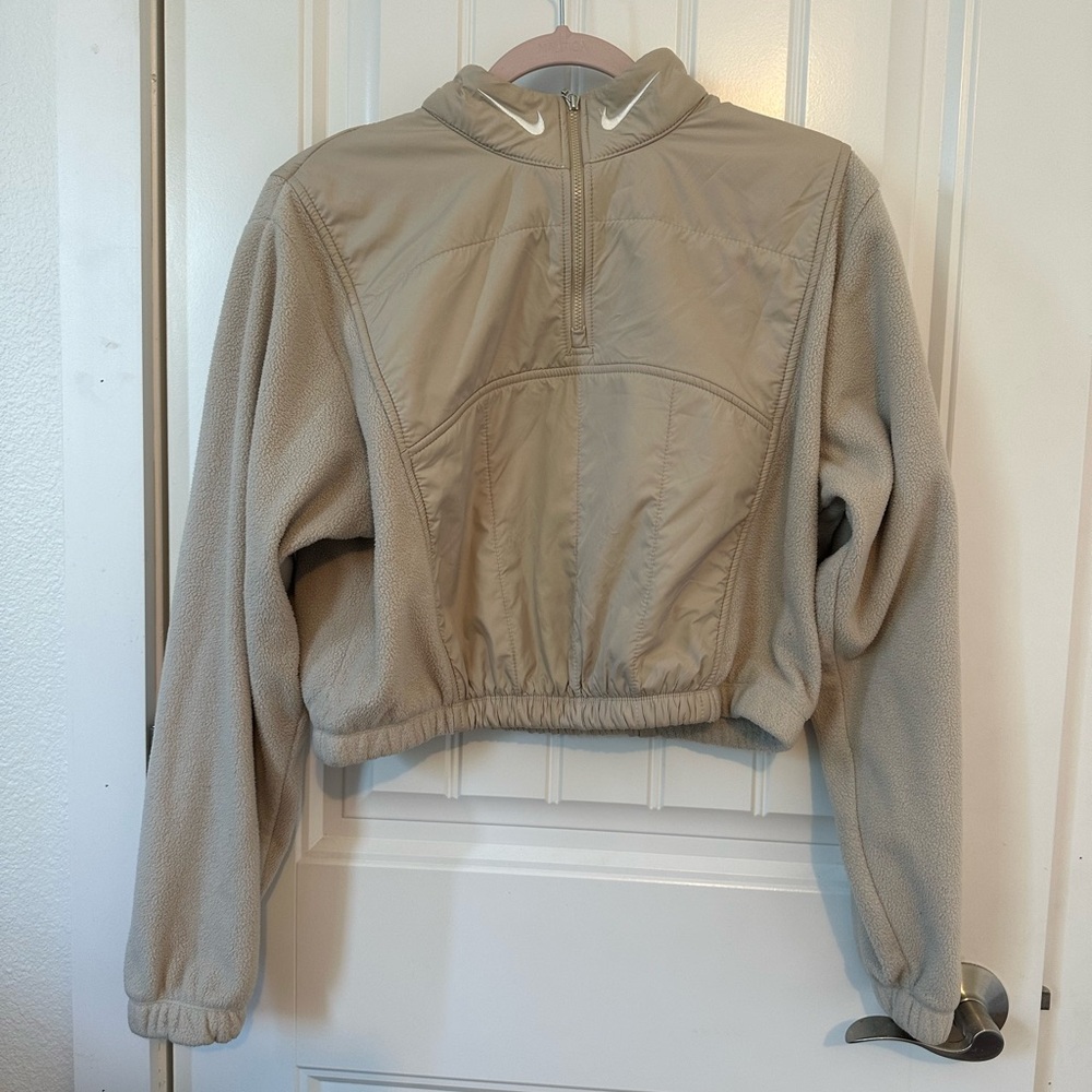 Nike Sportswear Swoosh Women's Easy Plush 1/4-Zip Jacket color Rattan/Sail SZ M